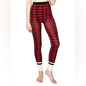 Like New "Roots Cabin Style" Red and Black Buffalo Check Base Layer Tights L
